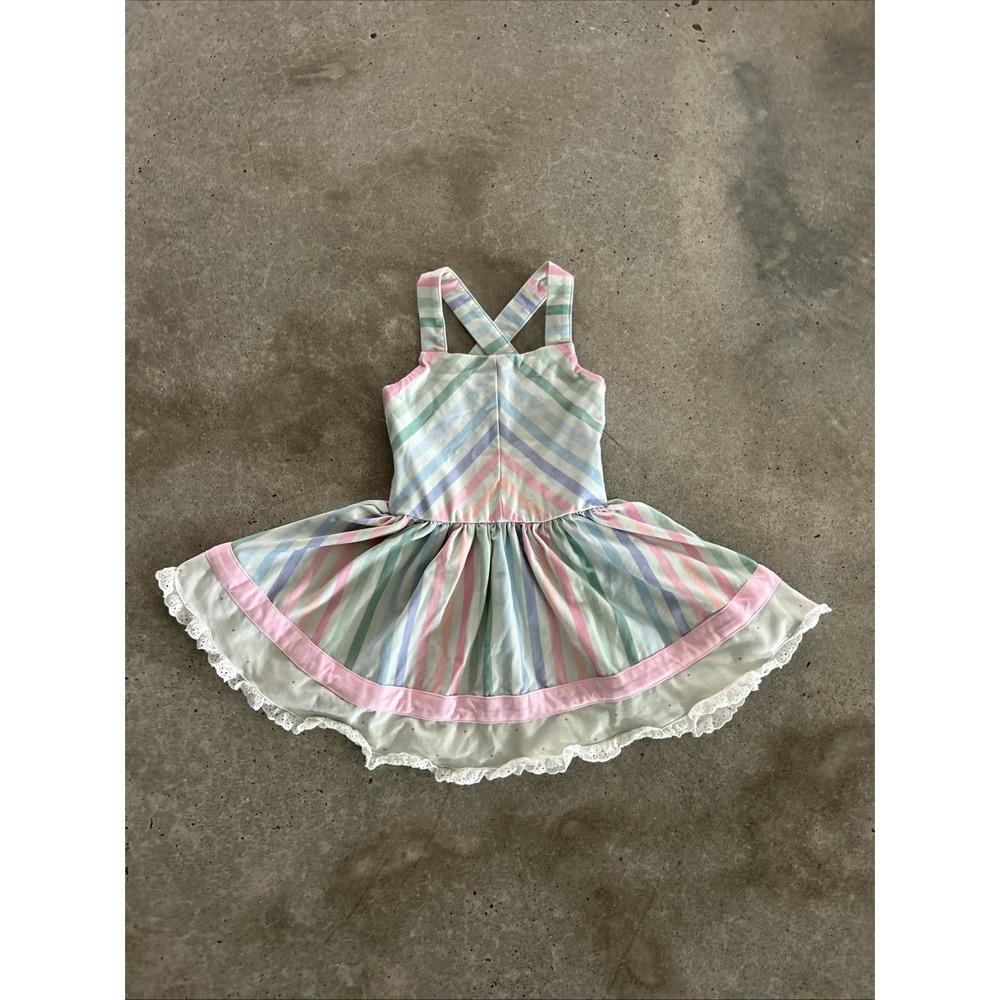 Love + Grow Blue Pink Stripe Dress Girls Size 3T